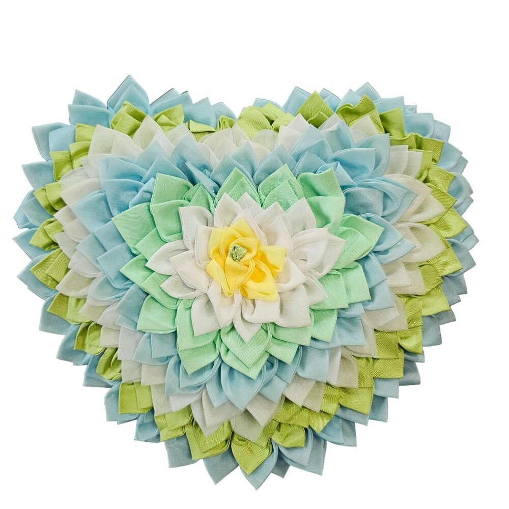 Handmade Heart Shaped 10x12 Pillow and Cover Vintage Handicrafts
